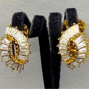 Christian Dior Earrings Baguette Crystal Clip Earrings